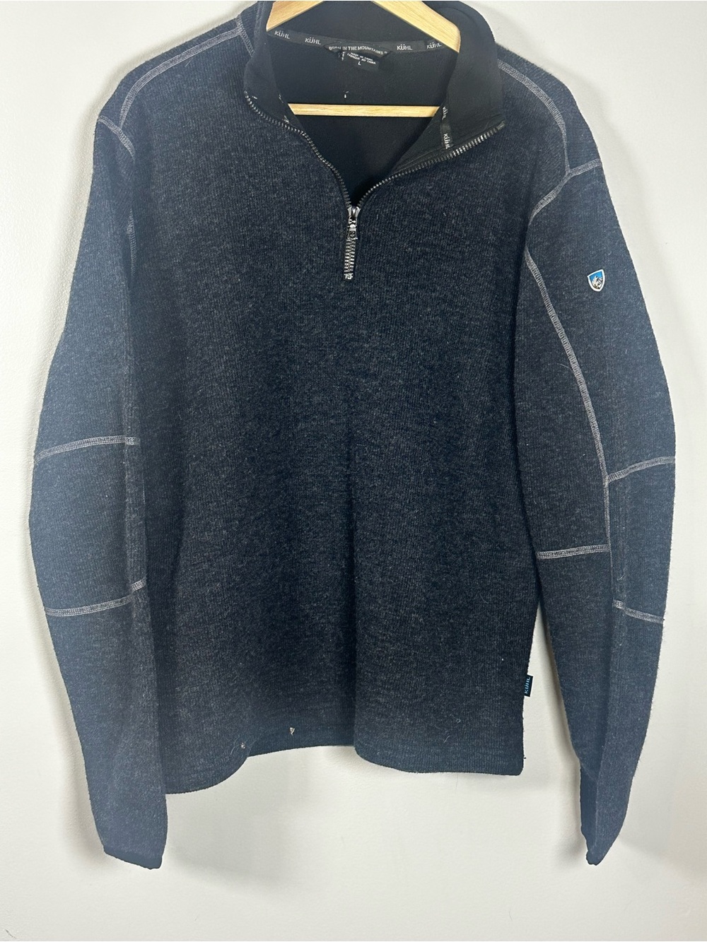 KUHL Thor 14 Zip Fleece Sweater Pullover Charcoal Heather Gray Mens Large